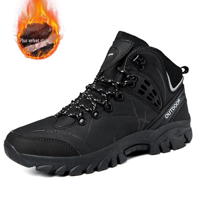 Grenzüberschreitende Outdoor-High-Top-Wanderschuhe – trendige, atmungsaktive, warme Baumwollschuhe im Samt-Stil für Paare für Herbst/Winter.