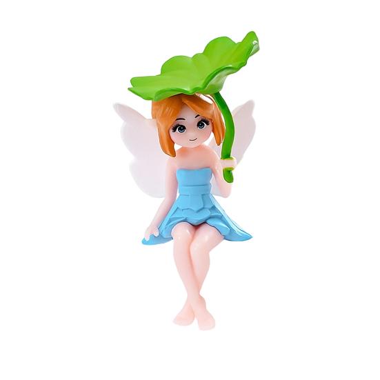 

Miniature Fairy Figurines Little Fairy Girls Ornaments with Lotus Leaf for Flower Pot Fairy Garden Moss Landscapes Home Desk Shelf Car Decor синий