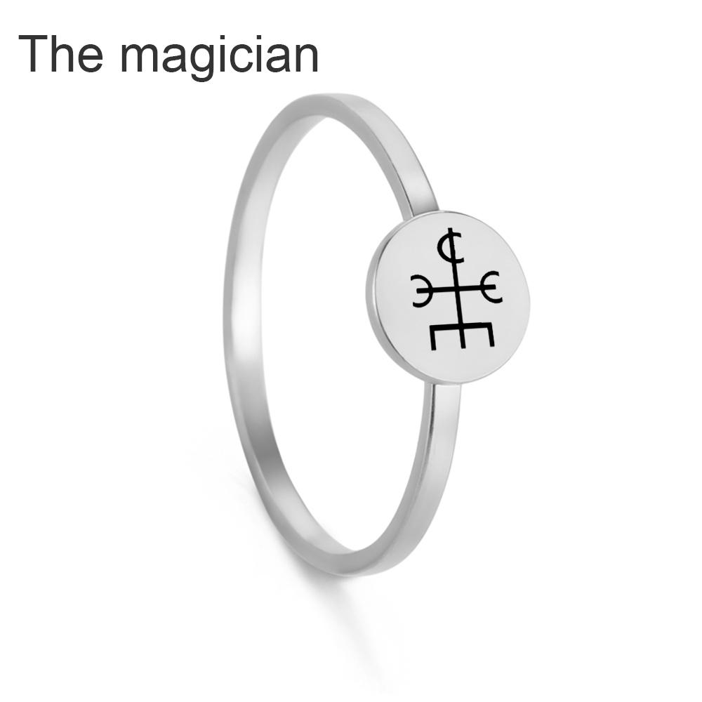 Dawapara Vintage Odin Symbol Ring Tribal Ancient Symbols Runes Wiccan Protection Amulet Finger Rings Stainless Steel Jewelry