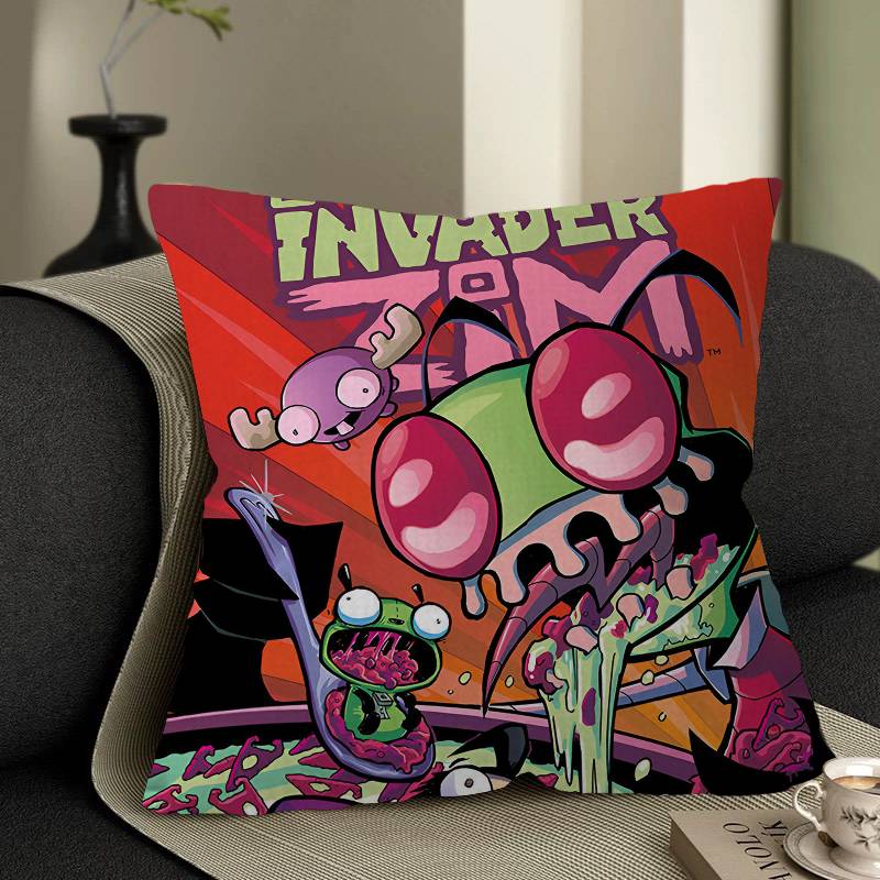 I-Invader Animation Z-Zim Персонализированная наволочка для подушки Детская спальня Декор для дикой вечеринки Наволочка Подарок для детского дня рождения 12x12Inch
