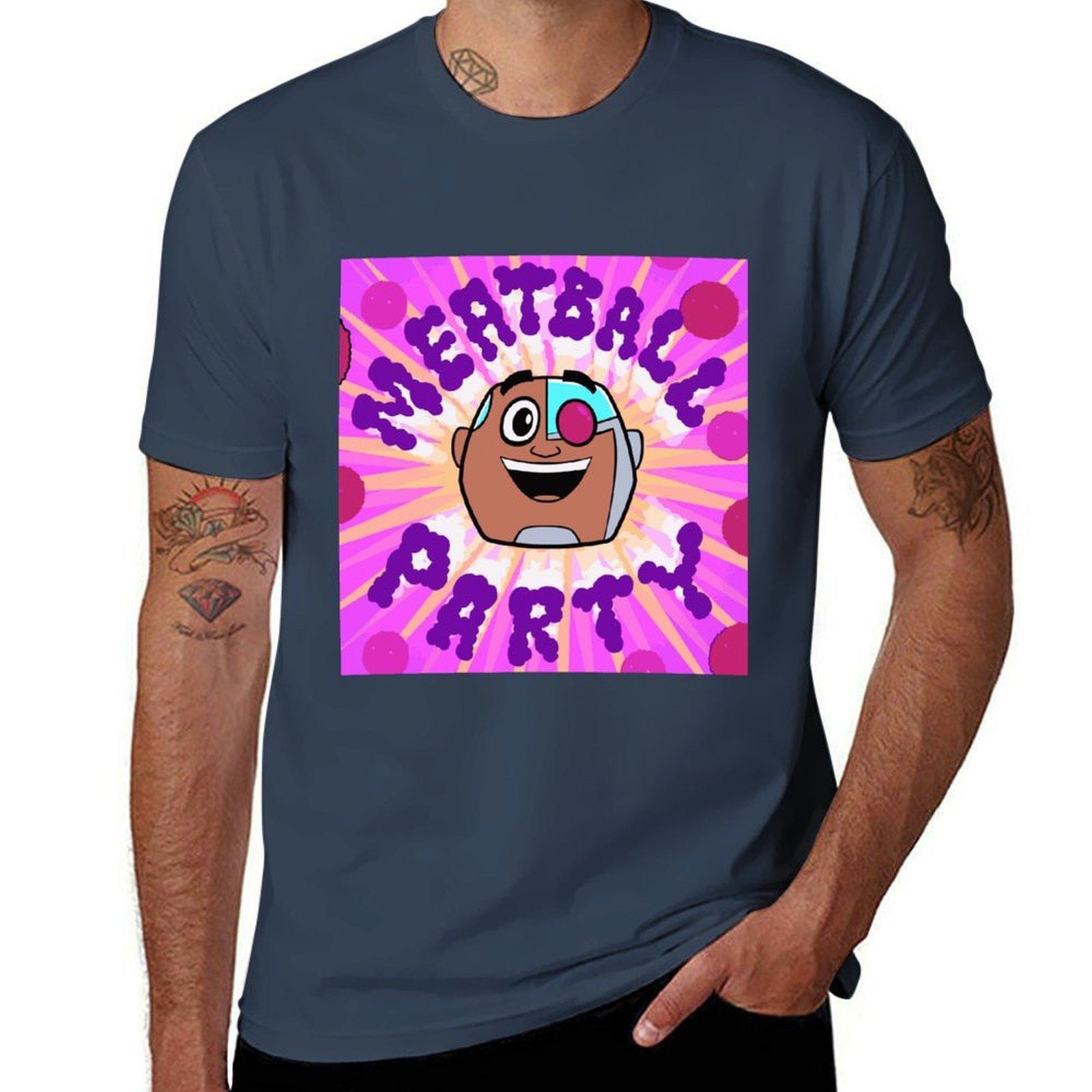 Meatball Party Tshirt Summer Fashion Casual Tee Shirt S