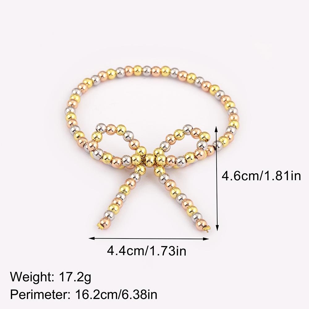 Nidin New Arrival Aesthetic Bow Knot Shape Round Beads Charm Chain Bracelets Adjustable For Women Fashion Versatile Jewelry Gift