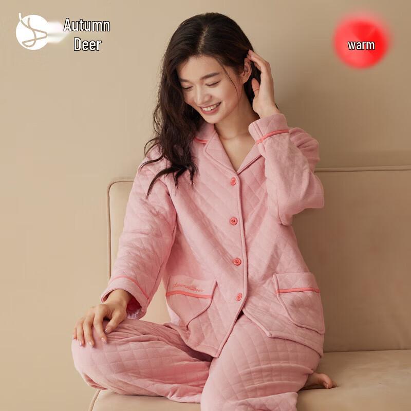 Qiulu Winter Coral Fleece Couple Pajama Set M