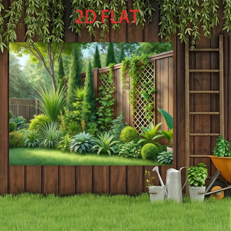 Plants, Wooden Fences, Green Plants, Garden Walls, Photography Backgrounds, Tapestries, Polyester Fiber Wall Hanging