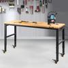 Werkbank höhenverstellbar, 122cm B X 51cm T X 104cm H Garagentisch mit 79 – 104 cm Höhen & 720KG Tragfähigkeit, mit Steckdosen & Hartholzplatte &