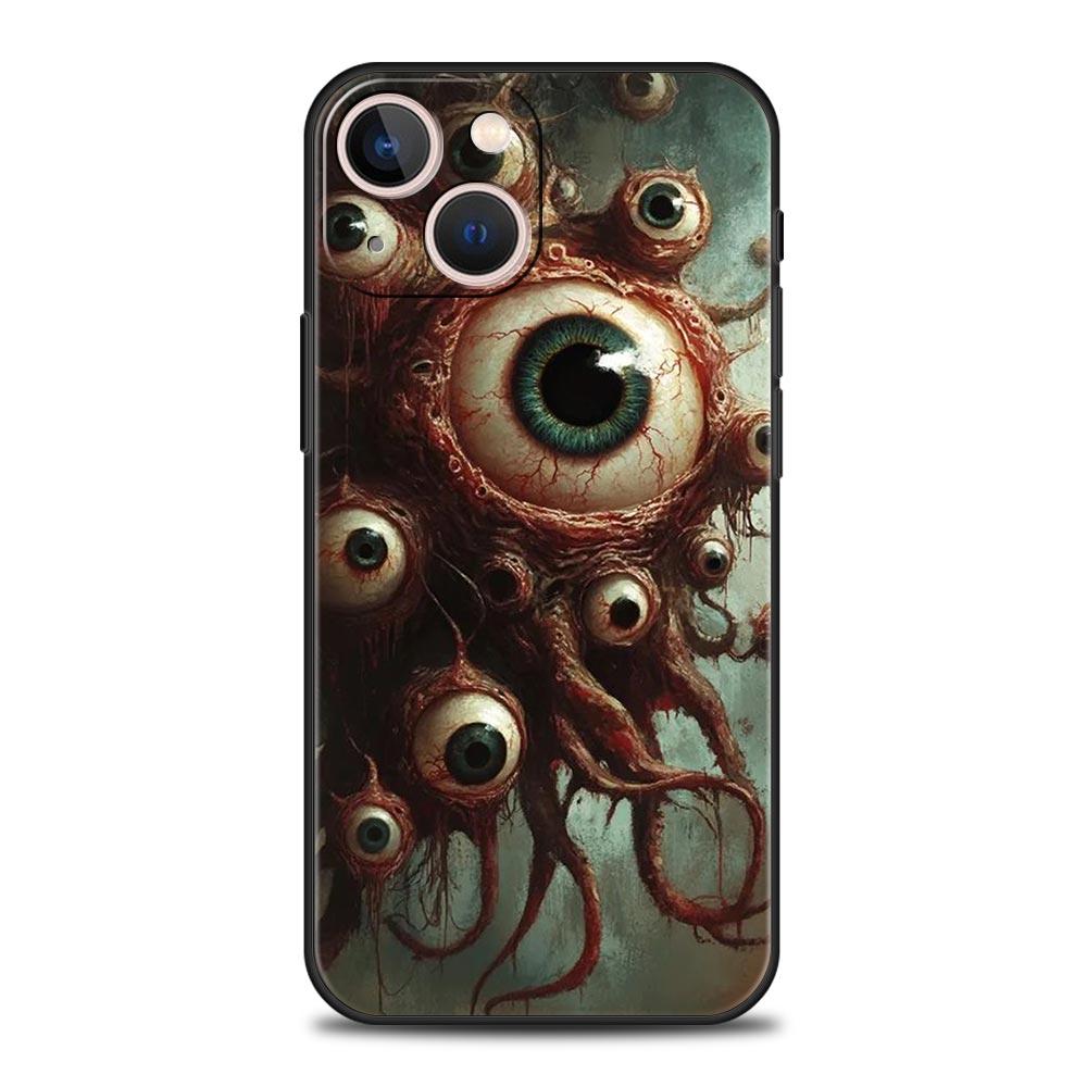 Scary Devil Eye Pattern Phone Case For iPhone 17 Air 16 Plus 13 15 14 12 11 Pro MAX 7 8 SE Soft TPU Shockproof Cover Funda