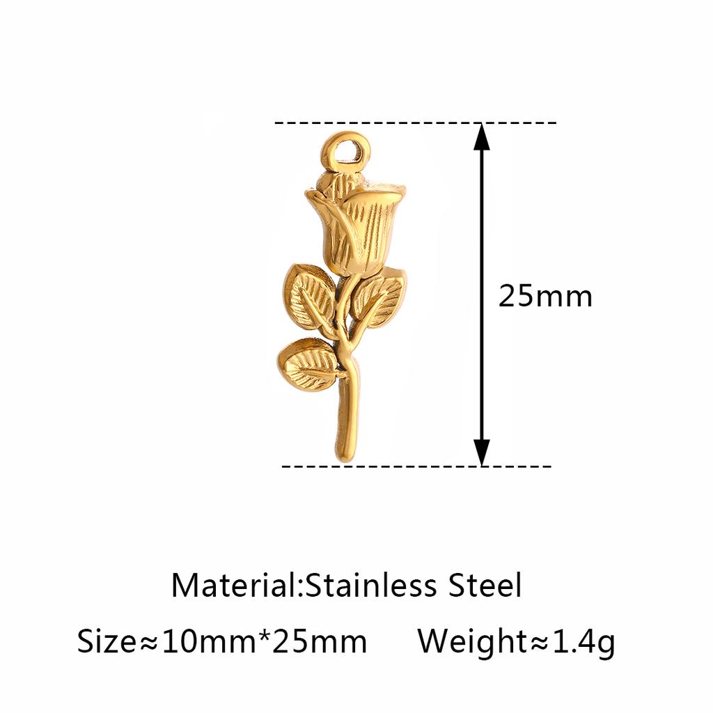 3Pcs Rose Flower/Daisy/Clover/Bee/Butterfly Charms Stainless Steel Pendant DIY Necklace Bracelet Earring Jewelry Making Finding