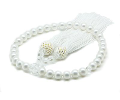 Matsuyo Flower Pearl Prayer Beads for Luxury Made In Prayer White Can Be Used by All Prayer Bag Natural Shell Crystal Women, Japan, Beads, 8mm, Sects,