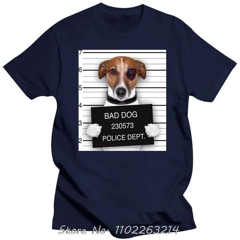 Klasyczny śmieszny T-shirt oversize z Jack Russell Terrierem Zły pies Odzież męska Bawełniany T-shirt pre-shrunk Merch T-shirt fitness