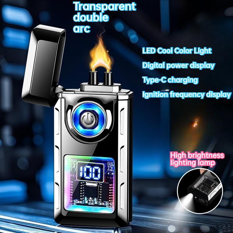 2025 New Fashionable Strong Light Lamp Arc Windproof Lighter Portable Charging Men's High Quality Cigarette Lighter Gift