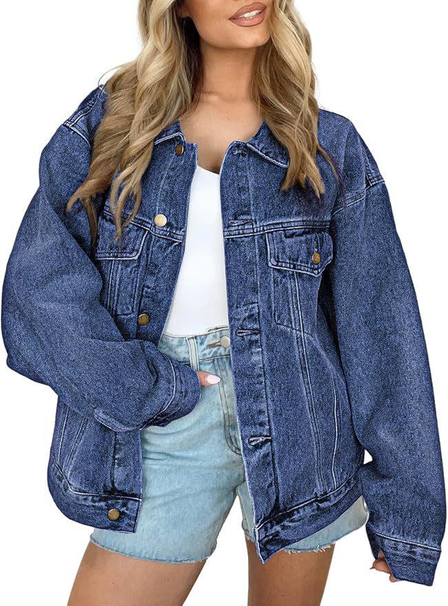 Women's Autumn Loose Lapel Denim Jacket - Casual Long Sleeve Outerwear