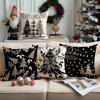 1/4pcs Christmas Black Christmas Tree Pattern Printed Pillow Cover, Decorative Home Sofa, Suitable for Living Room and Room