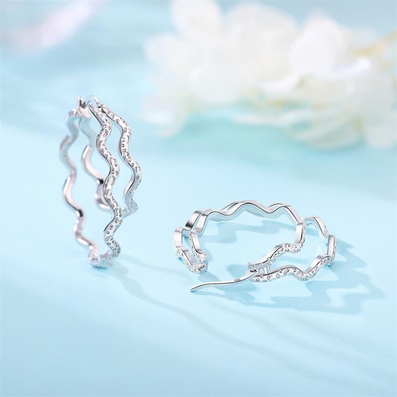 925 Silver Hoop Earrings Simple Silver Heart Shape Earrings For Women Engagement Wedding Party Birthday Jewelry Gift