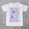 Protect The Ocean Whale 90s TShirt Retro Ocean Nature Graphic T Shirts Unisex Women Cotton Loose Streetwear Oneck Shortsleev