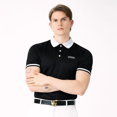 AVAVE Men'S Color Block Collared Short Sleeve Golf T-Shirt Black