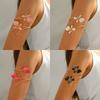 Openwork Upper Arm Cuff with Two Irregular Flowers, Intersecting Gold-Tone Bands, Rounded Ball Ends, and Clasp-Free Wear