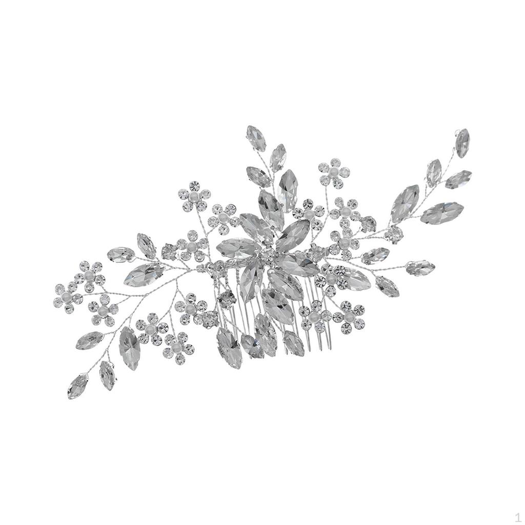 Crystal Rhinestone Bridal Hair Comb Handmade Sparkly Decorative Bridesmaids Girls Women Clip,