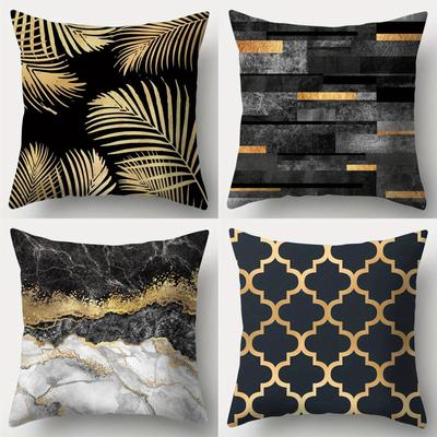 Home Decor Gold Accent Geometric & Marble Pattern Pillows Pattern Cushion Cover Suitable For Sofa Bedroom Car Pillow Cover