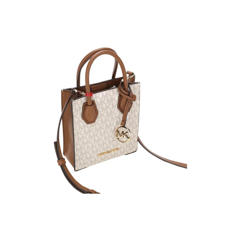 Michael Kors Mk Mercer Monogram Color Block Letter Logo Leather Accordion Bag Women Handbags Vanilla 35T1GM9C0I-150