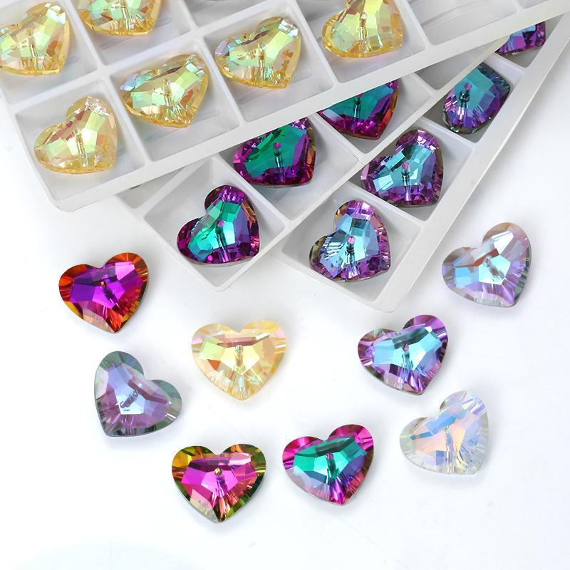 12Pcs Austria Crystal Pendant Loose Rhinestone Beads Charms Glass Jewelry Gems Stones for DIY Necklace Jewelry Making 11Styles