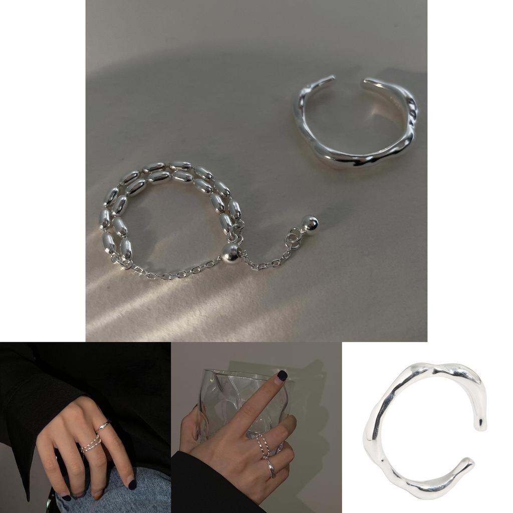 Chic 925 Sterling Silver Geometric Adjustable Ring High-end Aesthetic For Women Gift Option