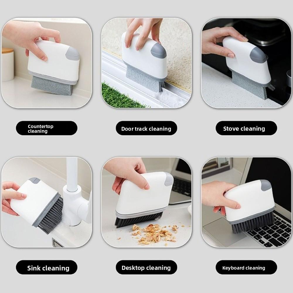 New 2-in-1 Groove Cleaning Brush Wet&Dry Use Multifunction Handheld Grout Brush All-in-One Crevice Cleaner for Tight Spaces