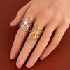 1Pcs Hollowed-out flower stainless steel ring - elegant and bold women's finger ring