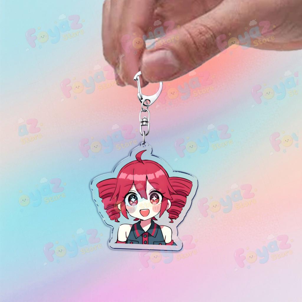 Cute Anime Girl Kasane Teto Keychain Accessories Bag Kawaii Manga Key Ring Chains Jewelry Fans Friends Birthday Gifts