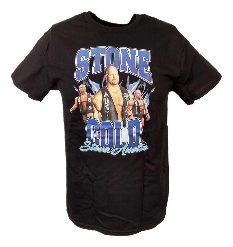 Stone Cold Steve Austin Walkout Blue Flames Unisexs Black Tshirt M