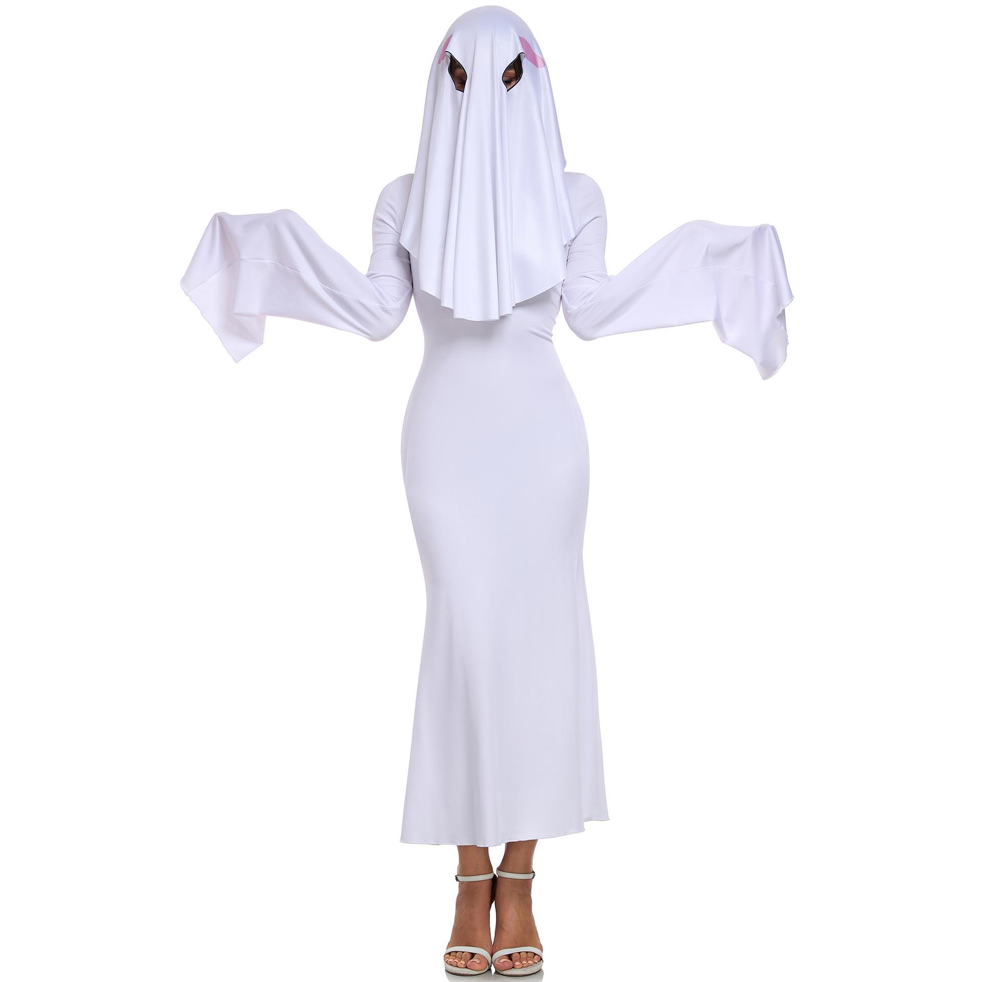 

Ghost girl cos suit apricot lady cute ghost dress female cospay halloween stage costume S белый