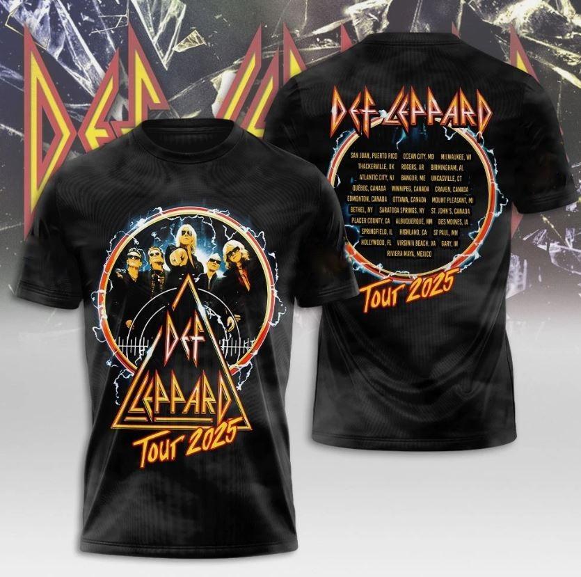 

Def Leppard Тур 2025 Лимитированная серия Унисекс Футболка Все размеры S-4XL1 L
