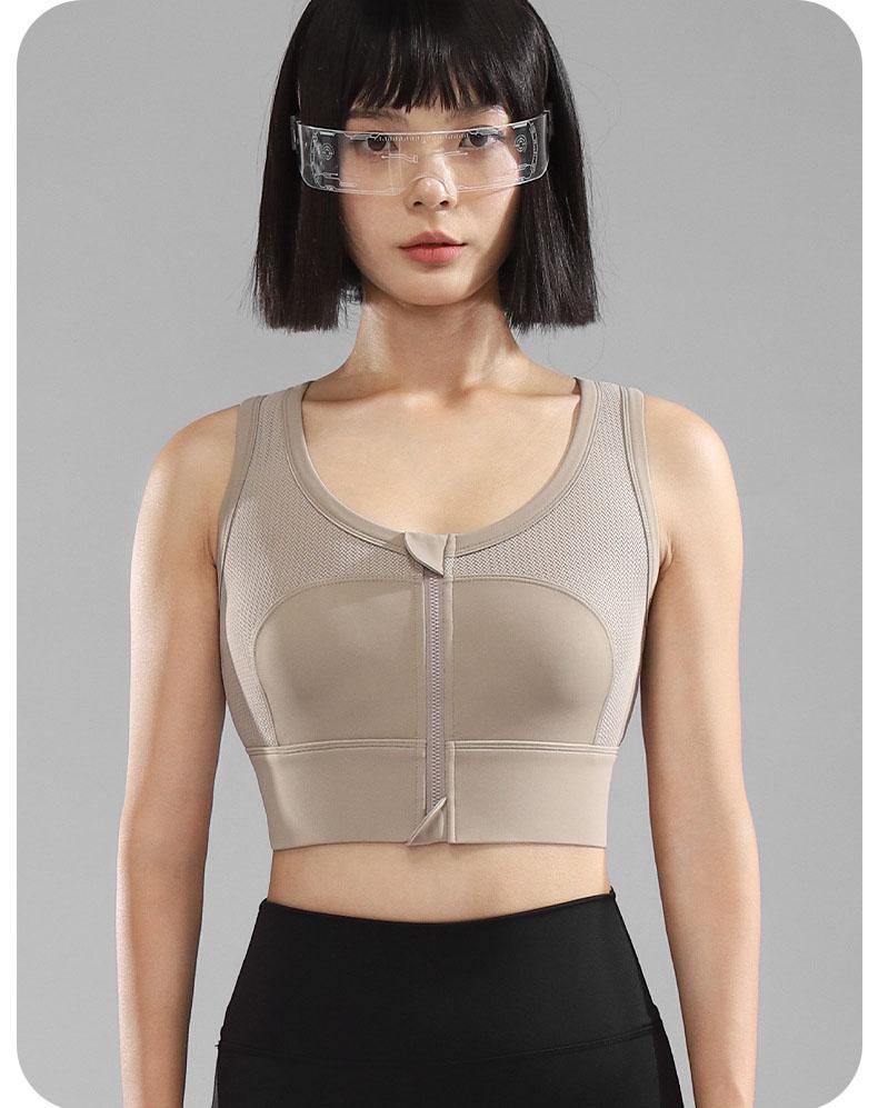 

Женский удлиненный бюстгальтер на молнии спереди большого размера, беспроводной бюстгальтер, нижнее белье с эффектом пуш-ап, противоударный спортивный жилет, бюстгальтер для бега на спине 4XL