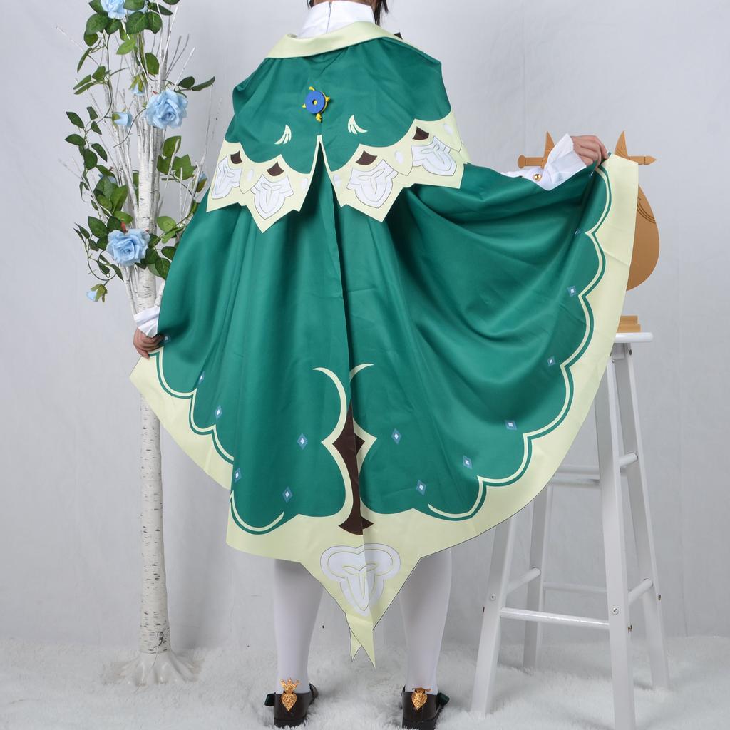 Venti Cosplay Costume Gioco Genshin Impact Cosplay Venti Vent'anni Pantaloncini Parrucca Mantello Uniforme Halloween Carnevale Costumi per Donne