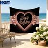 Birthday Rose Gifts Heart Party Backdrop, Polyester Banner for Wall Decor & Photo Props