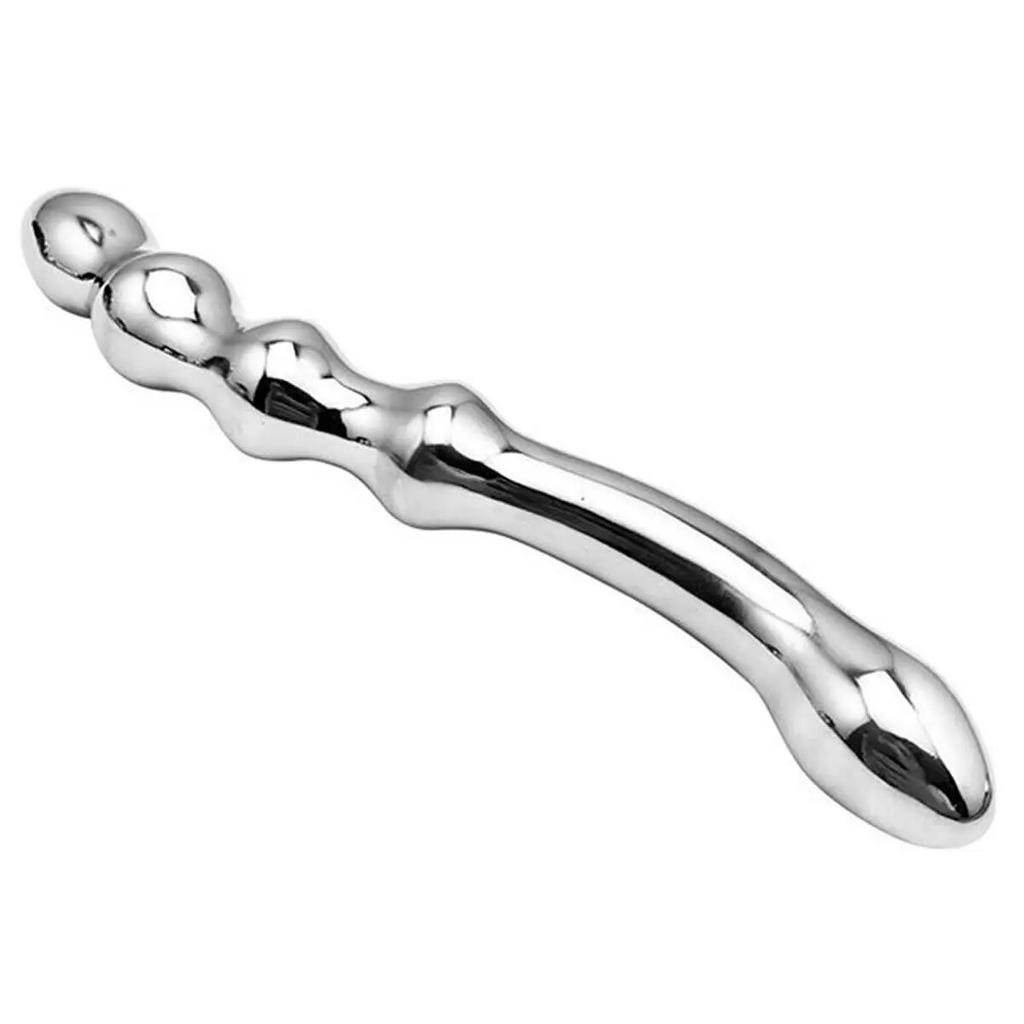 Dupleks Multifunksjon Metallperler Butt Plug med Bevegelig Falsk Dildo G-punkt Stav for Kvinner Prostatamassasje Vaginale Sexleketøy