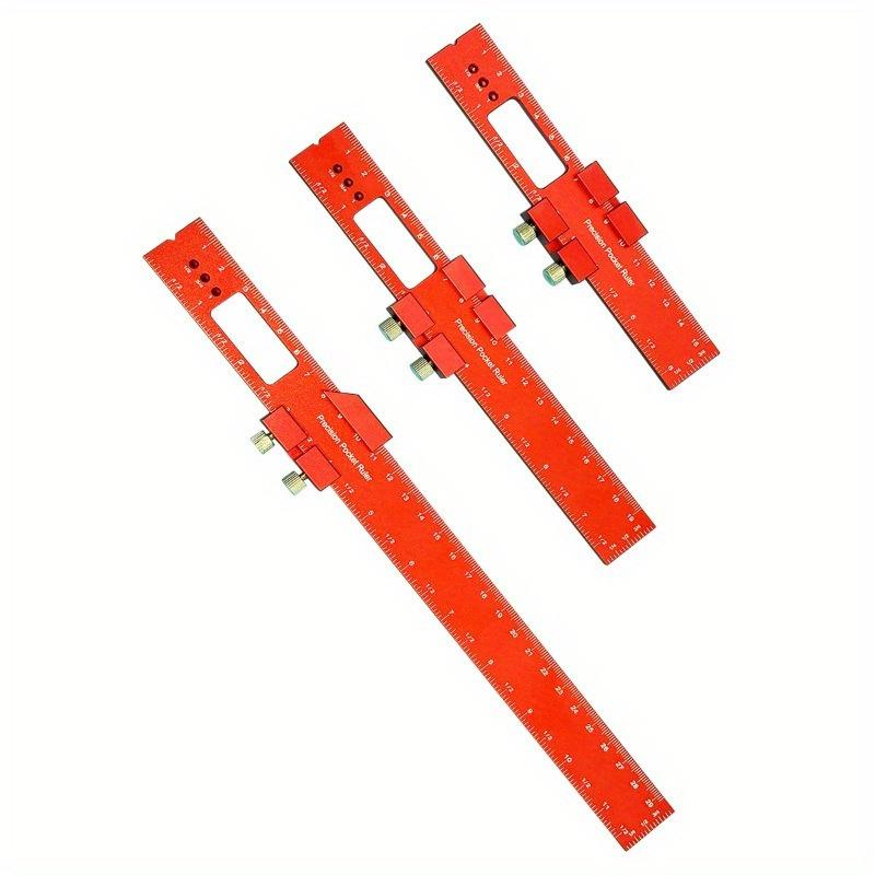 3pcs/set T-Ruler - Ergonomic Aluminum Pocket Square with Metric/Inch Measurements and Slide Stops Precision Woodworking