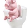 Cute Mini Pink Pig Toilet Figurine Funny Desktop Ornament Bathroom Shelf Home Decor Novelty Gift