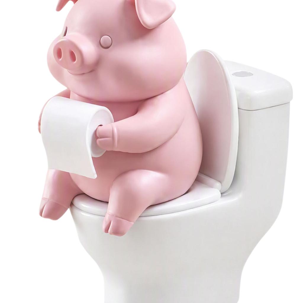 Cute Mini Pink Pig Toilet Figurine Funny Desktop Ornament Bathroom Shelf Home Decor Novelty Gift