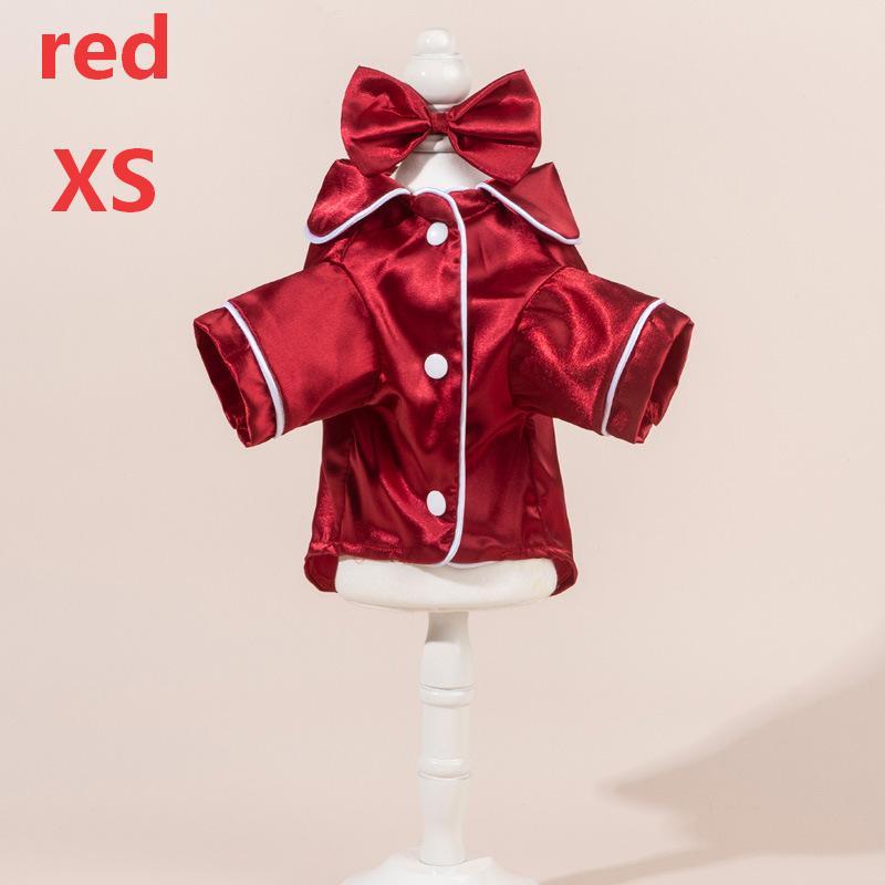 Satin Dog Pajama Set Cute Pet Sleepwear with Matching Bow Headband Soft Outfit for Tiny Puppy Kitten Indoor Wear