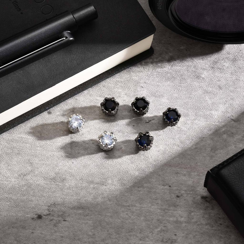 Vintage Dragon Claw Magnetic Ear Clip for Men,Punk Round Zircon Small Metal Earring,Cool No Ear Hole Jewelry Gift