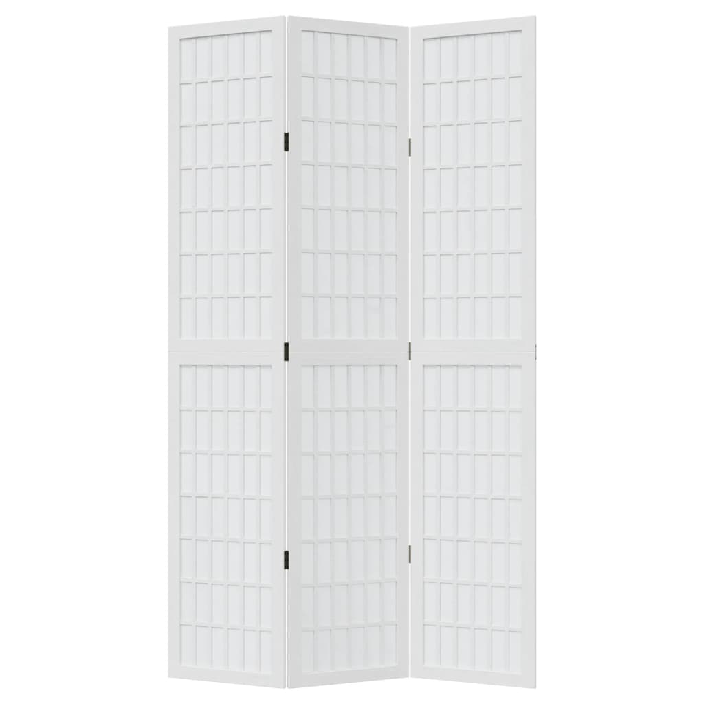 Vidaxl Room Divider, 3-Panel, White, Solid Paulownia Wood