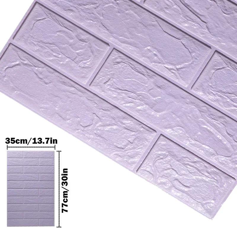 12pcs Foam 3D Thickened Wall Stickers Self-adhesive Decorative Waterproof Wallpaper for Living Room Bedroom Home Decoration