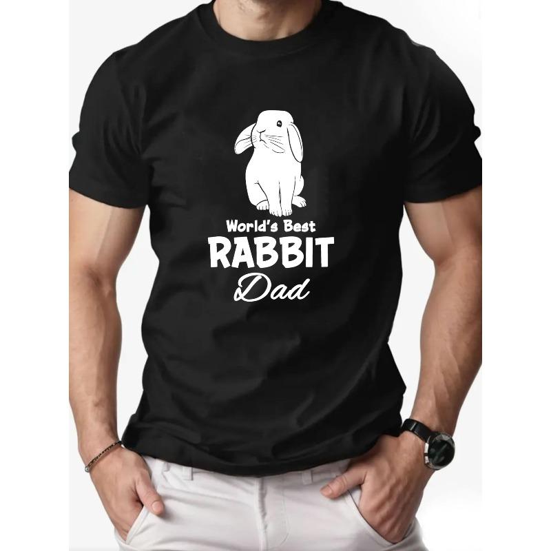 Men S World S Best RABBIT Dad Graphic Tee - Yellow Cotton Crew Neck T-Shirt, Casual Summer Style with Rabbit Design, Perfect Gift for Fathers S чёрный