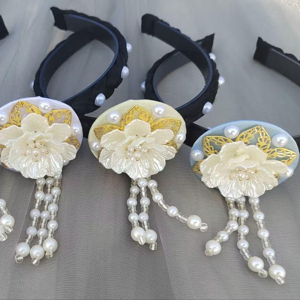 Flower Korean Headband Pearl Stage Dance Hair Hoop Retro Hanbok Hairband  Performance