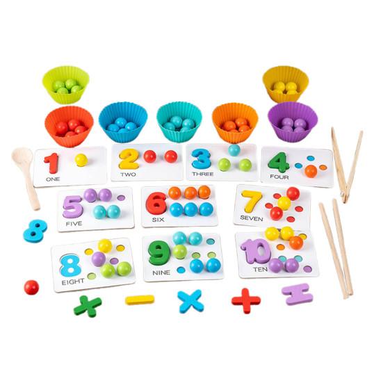 1 Sada Aritmetická Matematická Hračka Sada s Korálky Hůlky Lžíce Silikonová Miska Učení Čísel Korálky Počítání Třídění Batolata Chlapci Dívky Vzdělávací Hračka
