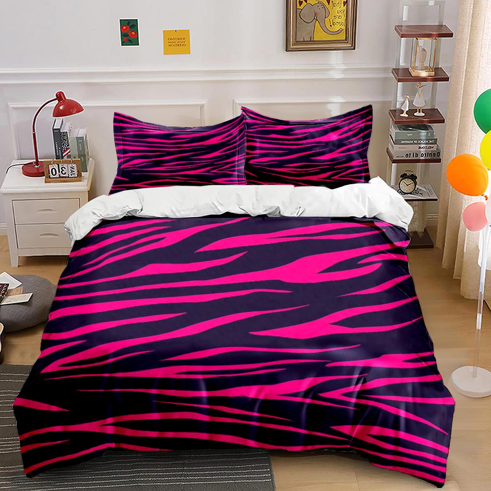 Pink and Black Zebra Print Bedding Set Bedding set (1 duvet cover, 2 pillowcases, duvet not included) 135x200cm