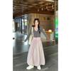 Kumikumi Design Temperament Fake Two Pieces Long sleeve Knit Women Autumn High Waist Slimming Skirt Two-piece Set
