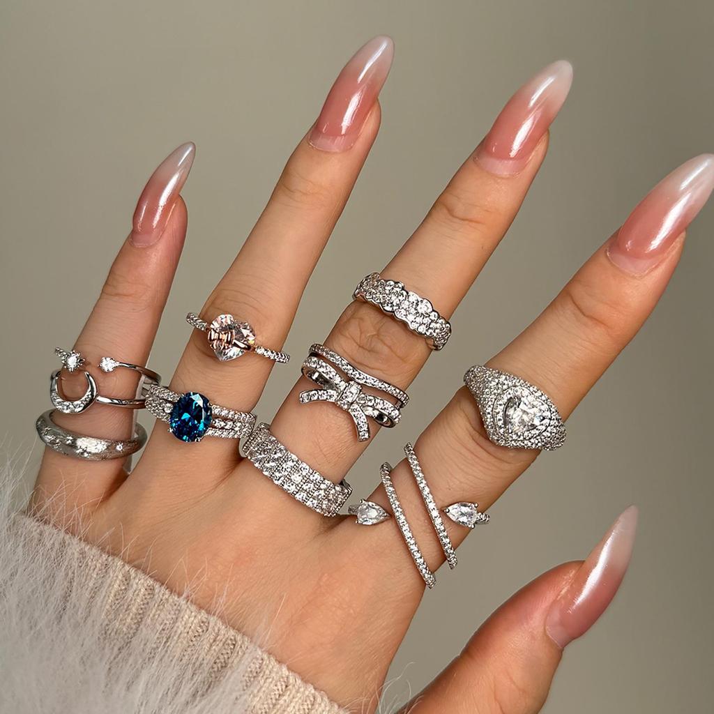 Dámský prsten ze stříbra S925: Vánoční mašle, design hvězdy, měsíce, srdce lásky