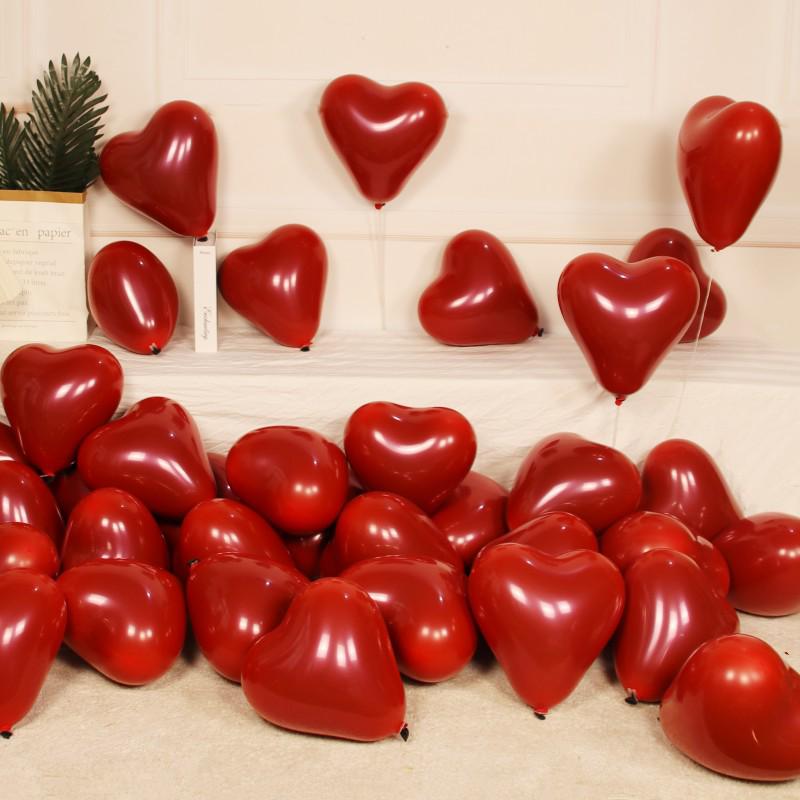 12" Heart-Shaped Red & Black Latex Balloons for Birthdays and Proposals