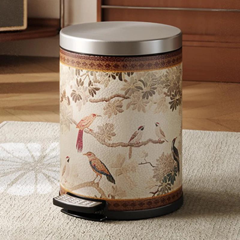 Vintage Waste Bins Metal Trash Can Luxury Living Room Wastebasket Large Capacity Separate Trashs Things for Home and Kitchen